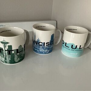 Starbucks City Skyline Mug Trio - Seattle San Francisco Honolulu
